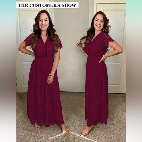 NEW Floral Lace Wedding Dress Bridesmaid Cocktail Maxi M 8/10 - Picture 8 of 9